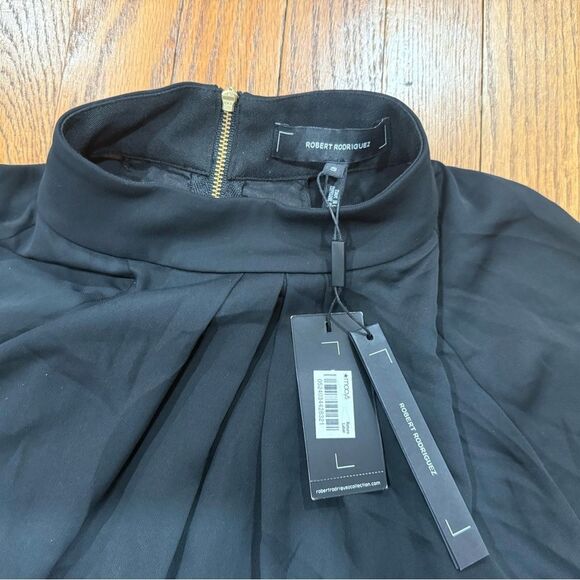 Robert Rodriguez Black Mock Neck Pleated Blouse Women’s Size Small NWT - Picture 2 of 8